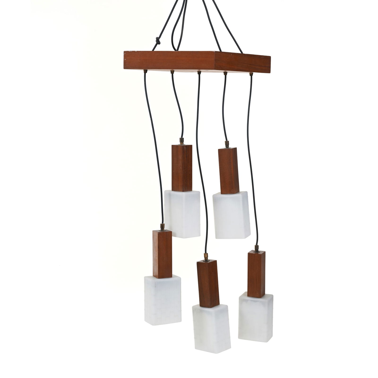 Manifattura italiana Lampada a sospensione Struttura e montatura in legno, cavi in tessuto e (1 of 4)