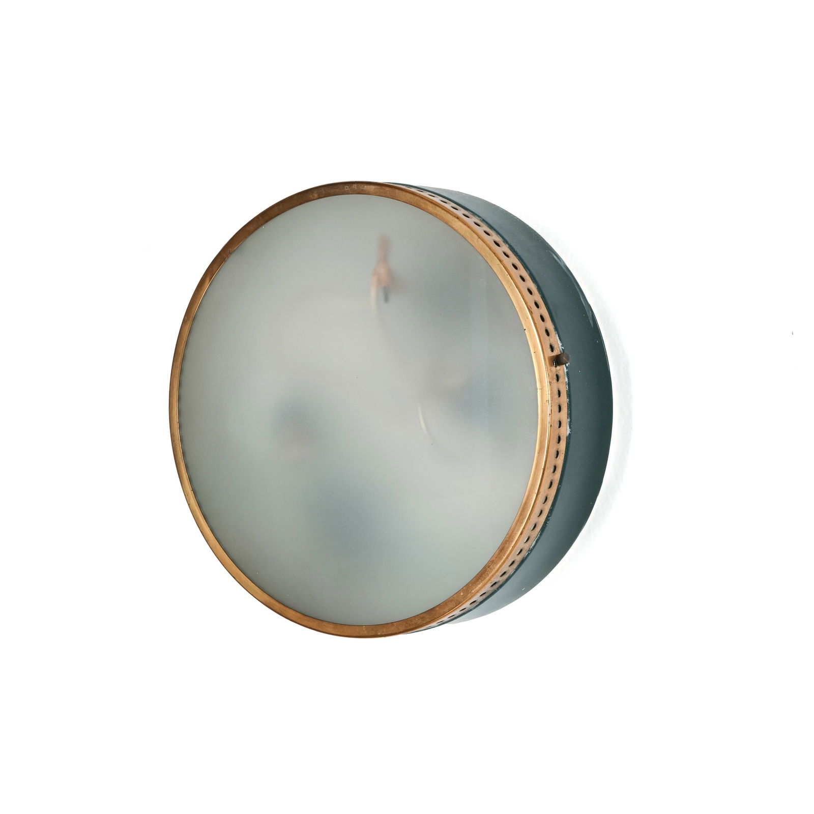 Stilnovo Lampada da soffitto Metallo patinato, ottone e diffusore in vetro satinato Prod. Italia, (1 of 2)