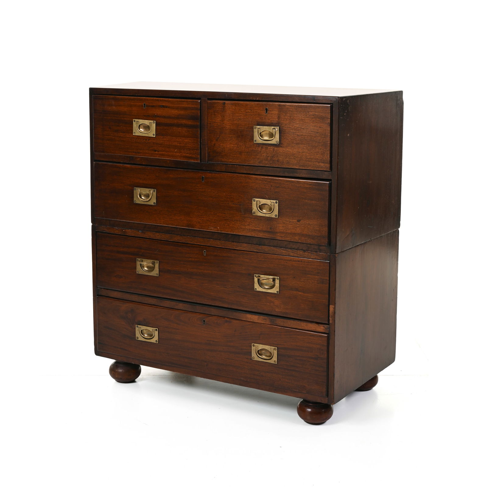 Cassettone da nave a due corpi con maniglie ad incasso Mogano, maniglie in ottone Inghilterra, XIX (1 of 6)