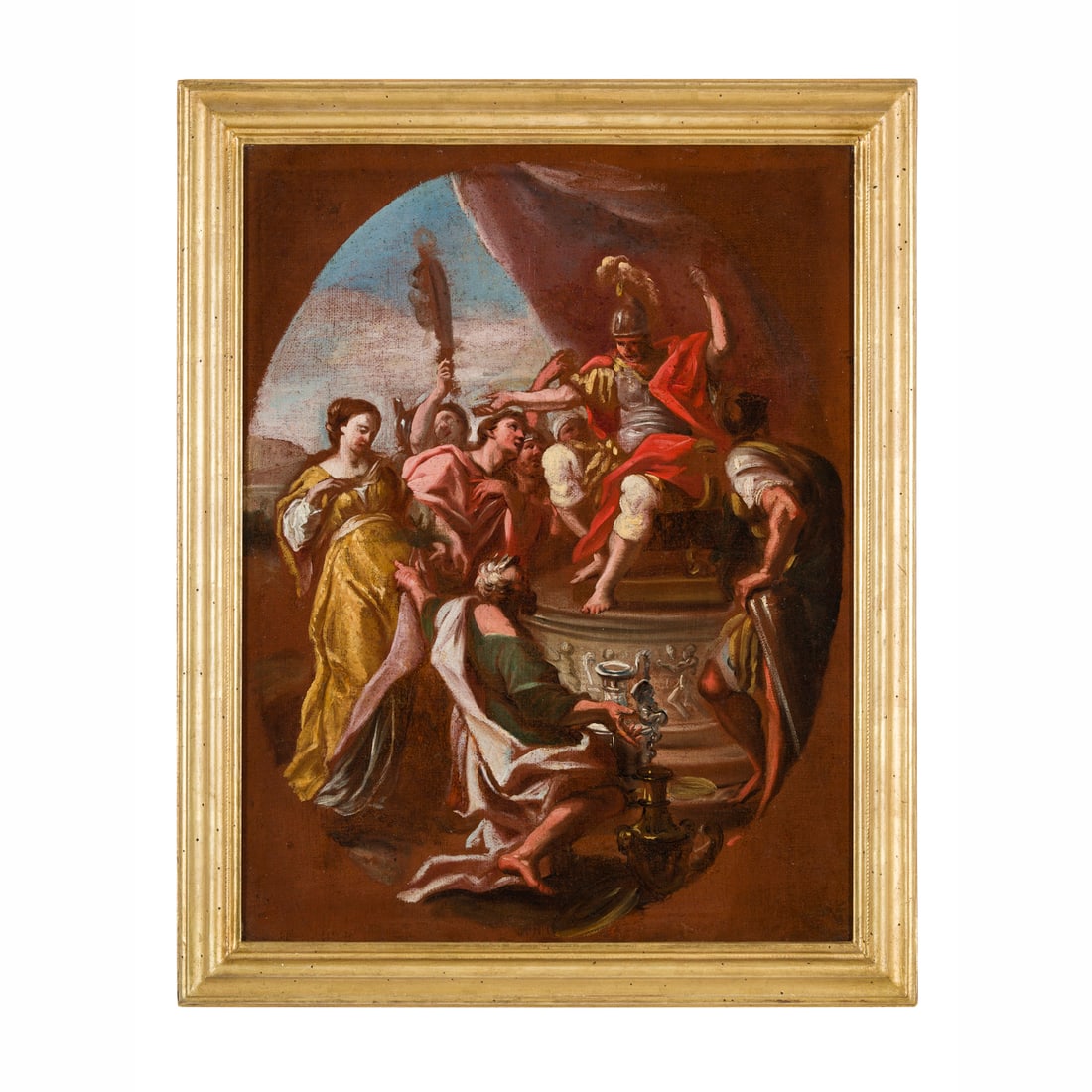 Gaetano Zompini (Nervesa 1700 - Venezia 1778): Gaetano Zompini (Nervesa 1700 - Venezia 1778) La continenza di Scipione Olio su tela 48 x 37 cm Ad un attento esame del dipinto, la condotta narrativa arricchita dall'elegante plasticità delle gesta 