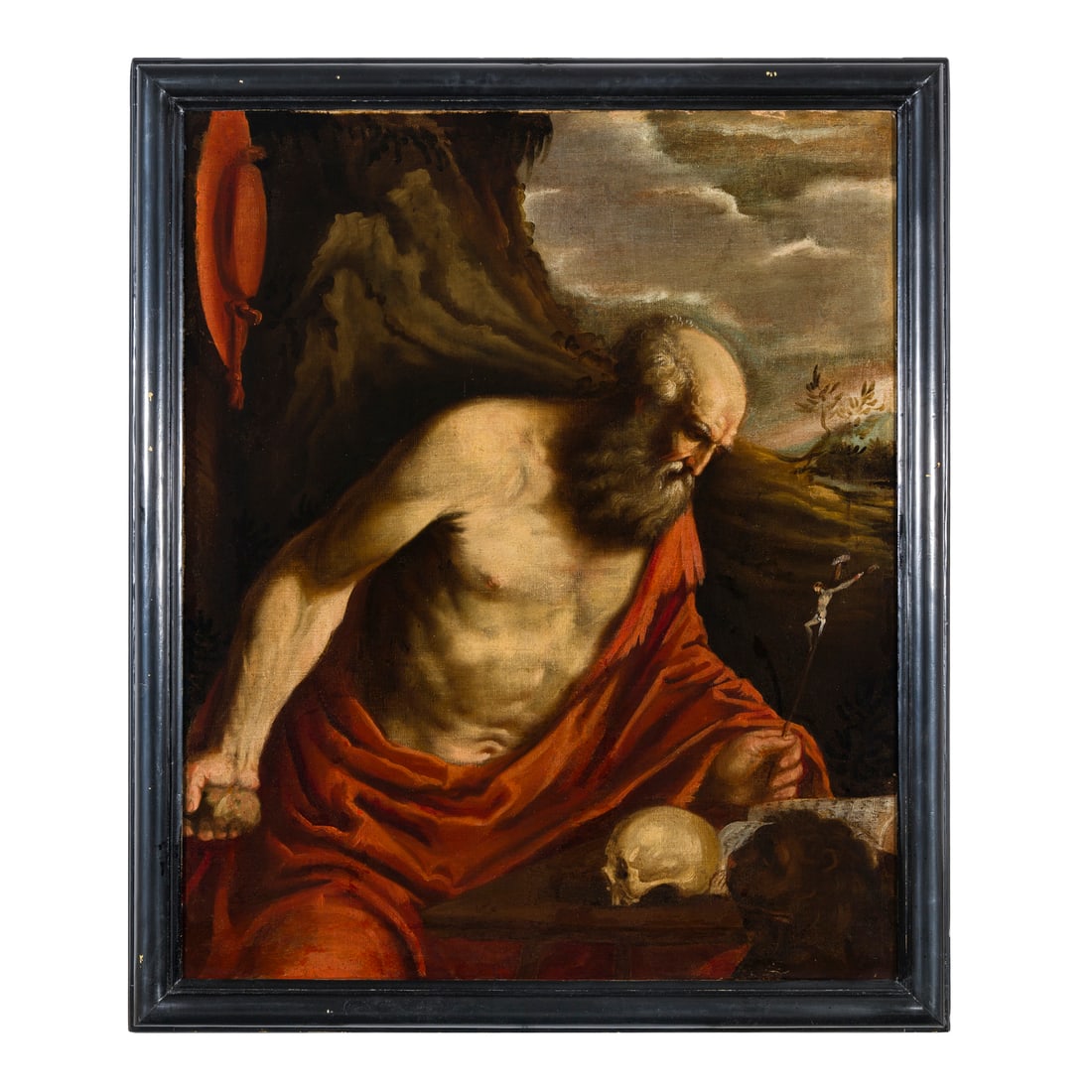 Leandro Da Ponte, Leandro Bassano (Bassano del Grappa 1557 - Venezia 1622) bottega di: Leandro Da Ponte, Leandro Bassano (Bassano del Grappa 1557 - Venezia 1622) bottega di San Girolamo Olio su tela 93 x 77 cm L'opera s'ispira al dipinto di Leandro Bassano, di Collezione privata e ubica