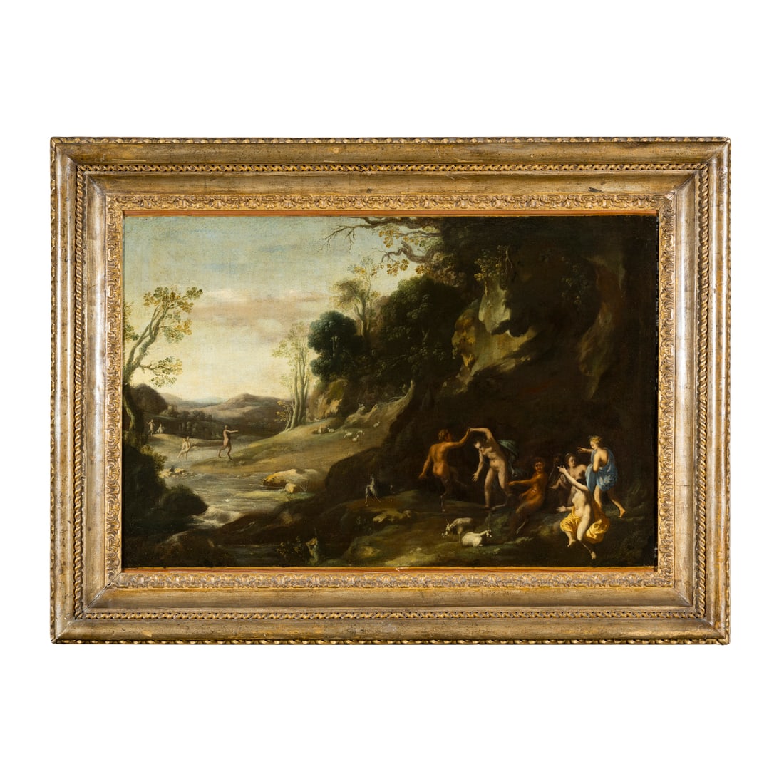 Daniel Vertangen (L'Aia 1598 circa - Amsterdam 1684): Daniel Vertangen (L'Aia 1598 circa - Amsterdam 1684) Paesaggio con ninfe e satiri danzanti Olio su tela 50 x 77 cm Daniel è ricordato come uno dei migliori artisti della cerchia di Cornelis van Poele