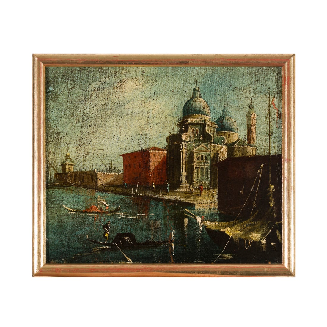 Scuola veneziana del XVIII secolo: Scuola veneziana del XVIII secolo Venezia, Veduta della Basilica di Santa Maria della Salute Olio su tela applicata su tavola 16 x 19 cm Venetian school of the 18th century Venice, View of the Basilic