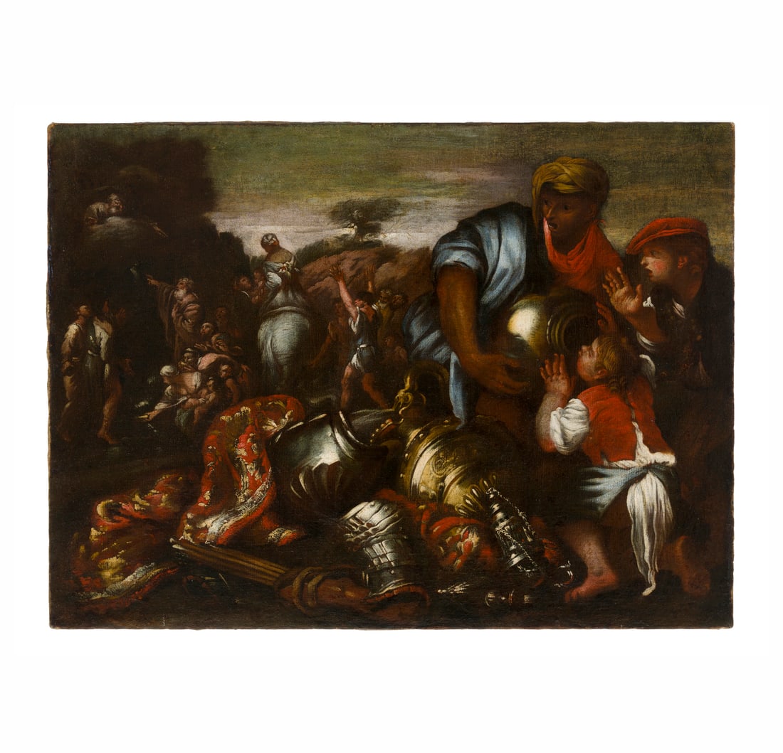 Giovanni Benedetto Castiglione detto il Grechetto (Genova 1609 - Mantova 1664) bottega di: Giovanni Benedetto Castiglione detto il Grechetto (Genova 1609 - Mantova 1664) bottega di Esodo biblico Olio su tela 73 x 99,5 cm Giovanni Benedetto Castiglione ebbe una formazione eterogenea, data da