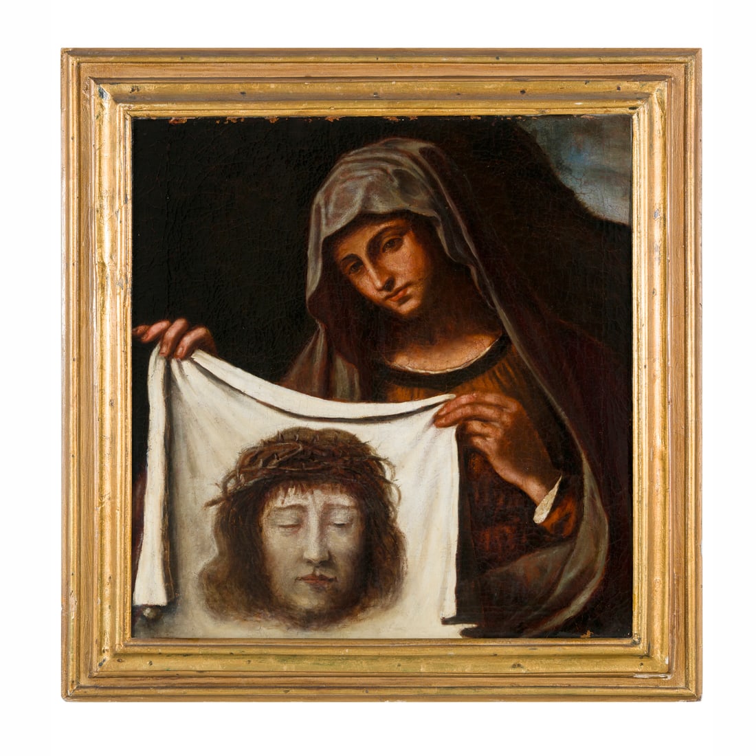Giovanni Francesco Barbieri, il Guercino (Cento 1591 - Bologna 1666) bottega/cerchia di: Giovanni Francesco Barbieri, il Guercino (Cento 1591 - Bologna 1666) bottega/cerchia di Santa Veronica e il velo con il volto di Gesù Olio su tela 66 x 63,5 cm L'opera trova preciso riferimento con l