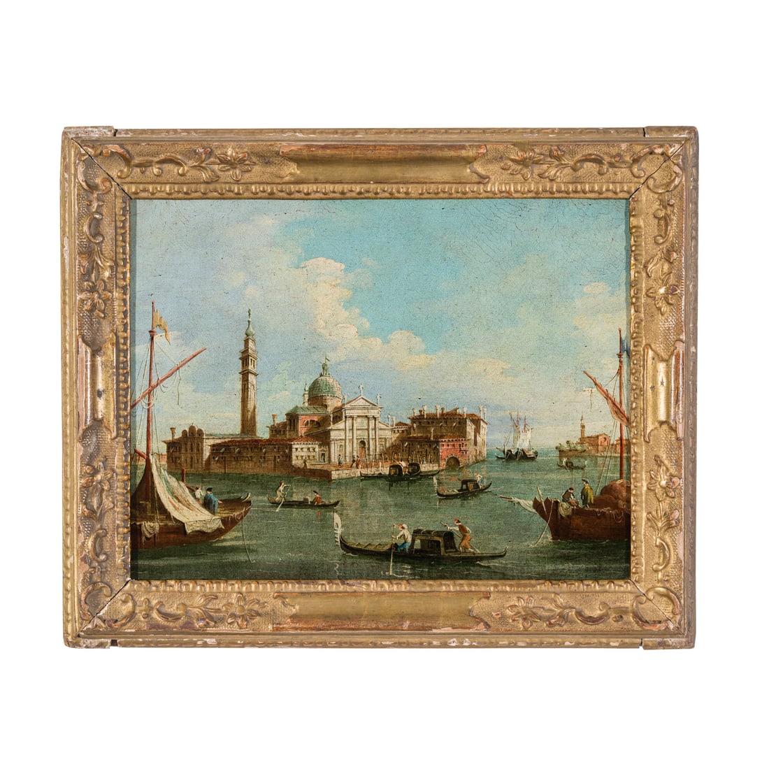 Giacomo Guardi (Venezia 1764 - 1835): Giacomo Guardi (Venezia 1764 - 1835) Venezia, veduta di San Giorgio e punta della Giudecca Olio su tela 30 x 40 cm Seguendo le orme del celeberrimo Francesco Guardi, il figlio Giacomo continuò a dipi