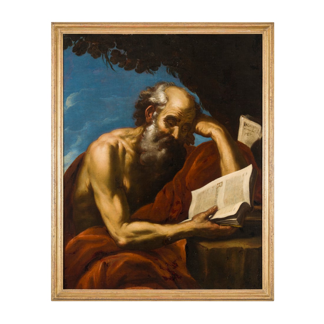 Girolamo Troppa (Rocchette di Torri in Sabina 1637 - Roma 1710): Girolamo Troppa (Rocchette di Torri in Sabina 1637 - Roma 1710) San Girolamo Olio su tela 110 x 86 cm Si ringrazia il professor Daniele Benati per aver fornito l'attribuzione, verbale, alla proprietà