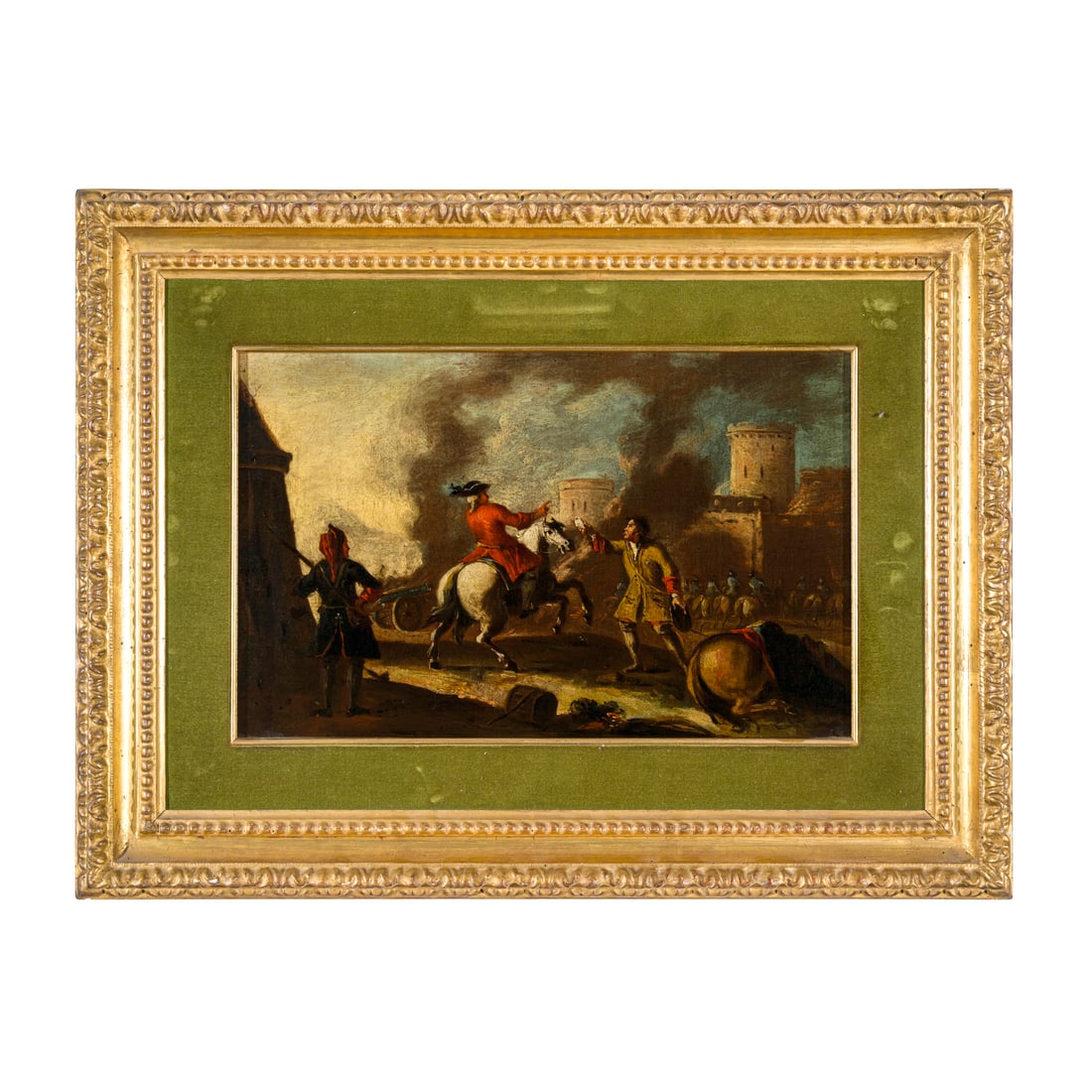 Ciriaco Parmegiani (Piacenza 1641 - 1704): Ciriaco Parmegiani (Piacenza 1641 - 1704) Truppe che assediano e bombardano una città Olio su tela 23 x 37 cm Per ulteriore approfondimento si osservino a riguardo i dipinti pubblicati da G. Sestieri