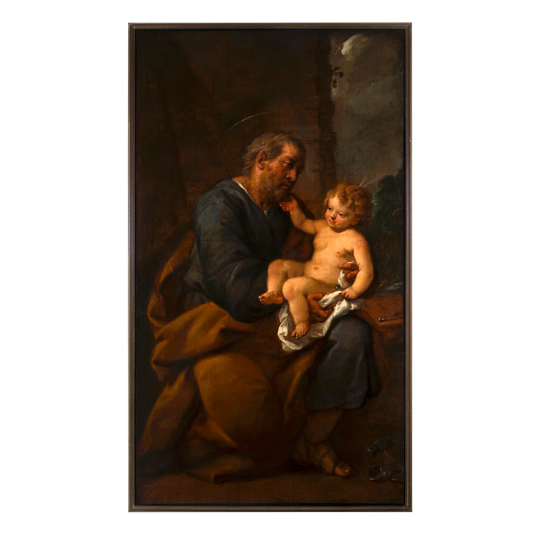 Giuseppe Nuvolone (San Gimignano 1619 - Milano 1703): Giuseppe Nuvolone (San Gimignano 1619 - Milano 1703) San Giuseppe col Bambino Olio su tela 142 x 80 cm L’opera è da sempre conservata in un'importante collezione comasca come originale di Giuseppe 