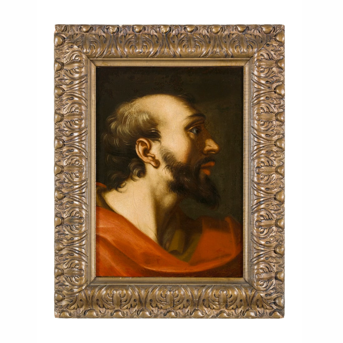 Scuola romana del XVIII secolo: Scuola romana del XVIII secolo Profilo di filosofo Olio su tela 47,5 x 34 cm Roman school of the 18th century Profile of a Philosopher Oil on canvas 47,5 x 34 cm
