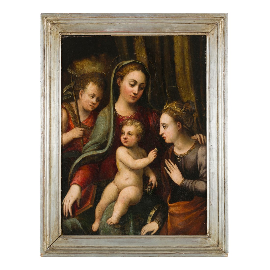 Biagio Pupini, Biagio dalle Lame (Bologna attivo dal 1511 al 1575 circa) bottega di: Biagio Pupini, Biagio dalle Lame (Bologna attivo dal 1511 al 1575 circa) bottega di Matrimonio mistico di Santa Caterina Olio su tavola 54,5 x 39 cm Si formò nella bottega di Francesco Francia e succ