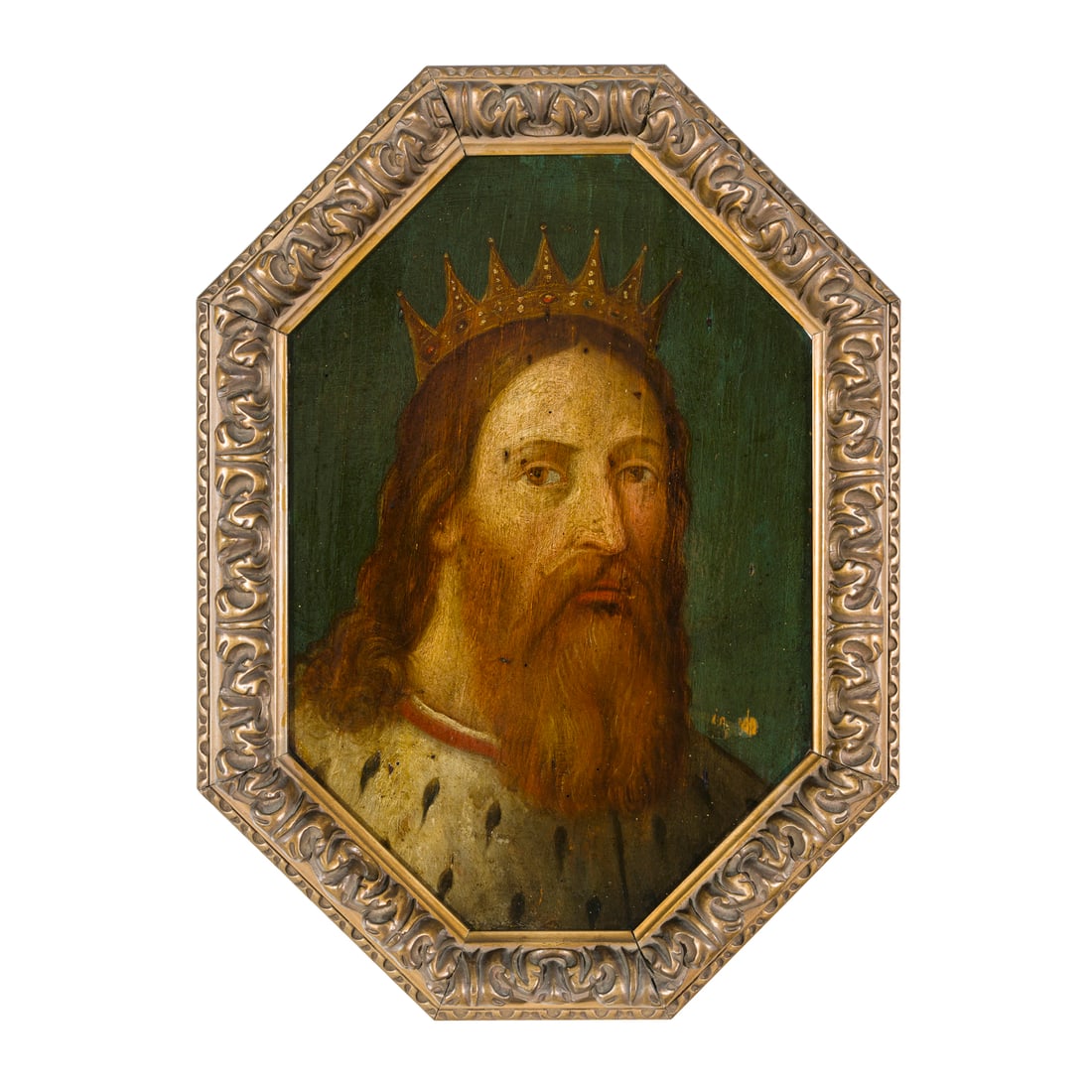 Scuola veneta o lombarda del XVII secolo: Scuola veneta o lombarda del XVII secolo Effige di un re Olio su tavola 41 x 28 cm Venetian or Lombard school of the 17th century Portrait of a King Oil on panel 41 × 28 cm