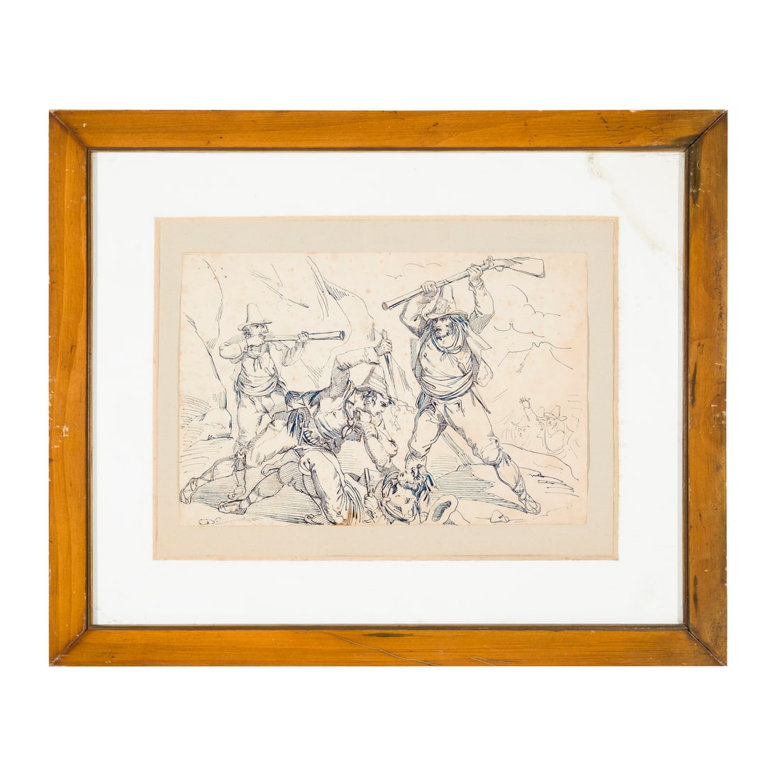 Bartolomeo Pinelli (Roma 1781 - 1835): Bartolomeo Pinelli (Roma 1781 - 1835) Rissa tra briganti Inchiostro su carta 210 x 310 mm Bartolomeo Pinelli (Rome 1781 - 1835) Fight between Brigands Ink on paper 210 × 310 mm