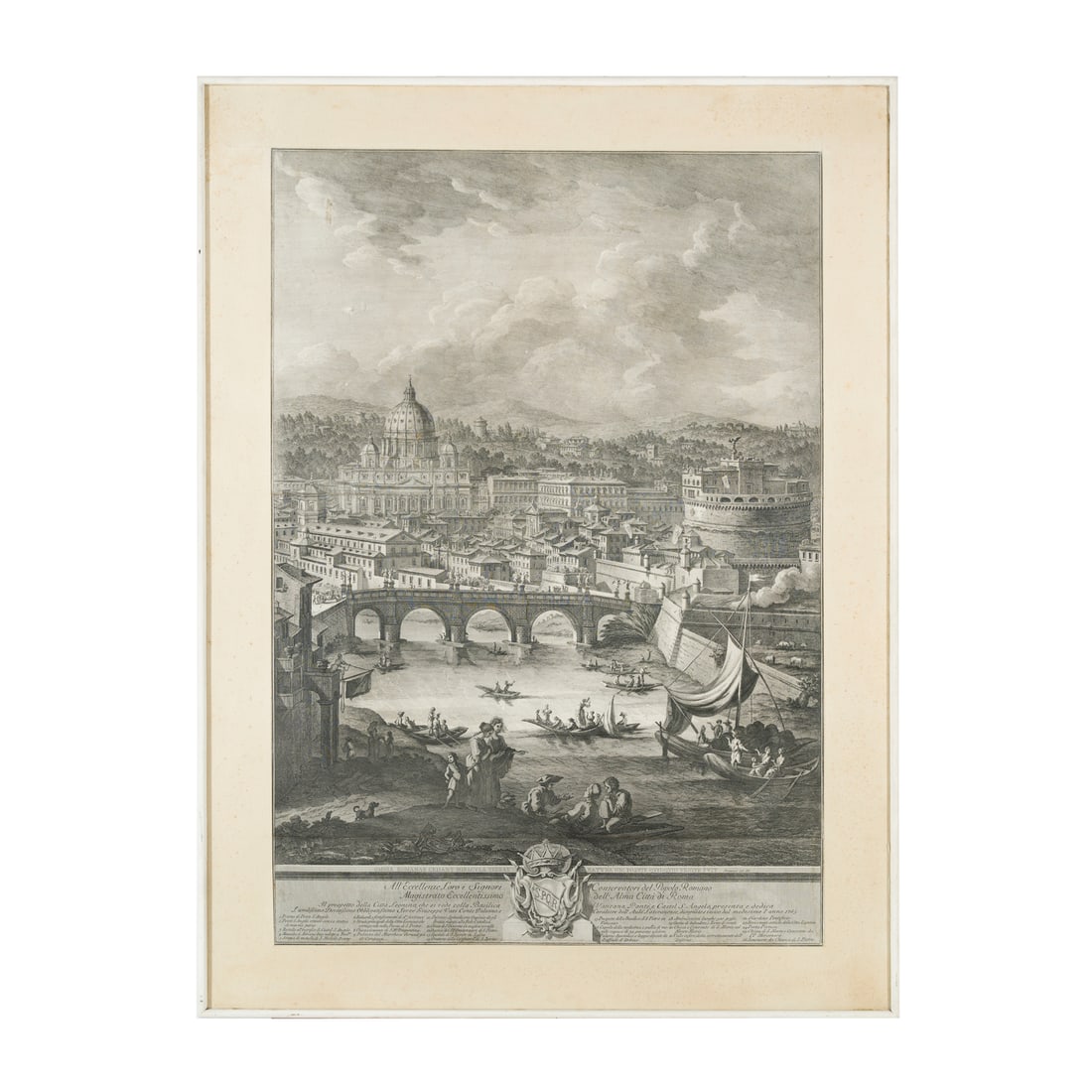 Giuseppe Vasi (Corleone 1710 - Roma 1782): Giuseppe Vasi (Corleone 1710 - Roma 1782) Veduta di Roma, Prospetto della città Leonina Acquaforte 1010 × 694 mm Alla base: "Omnia Romanae cedent miracula terrae" tratto dalle Elegie (III, 22) di Pr