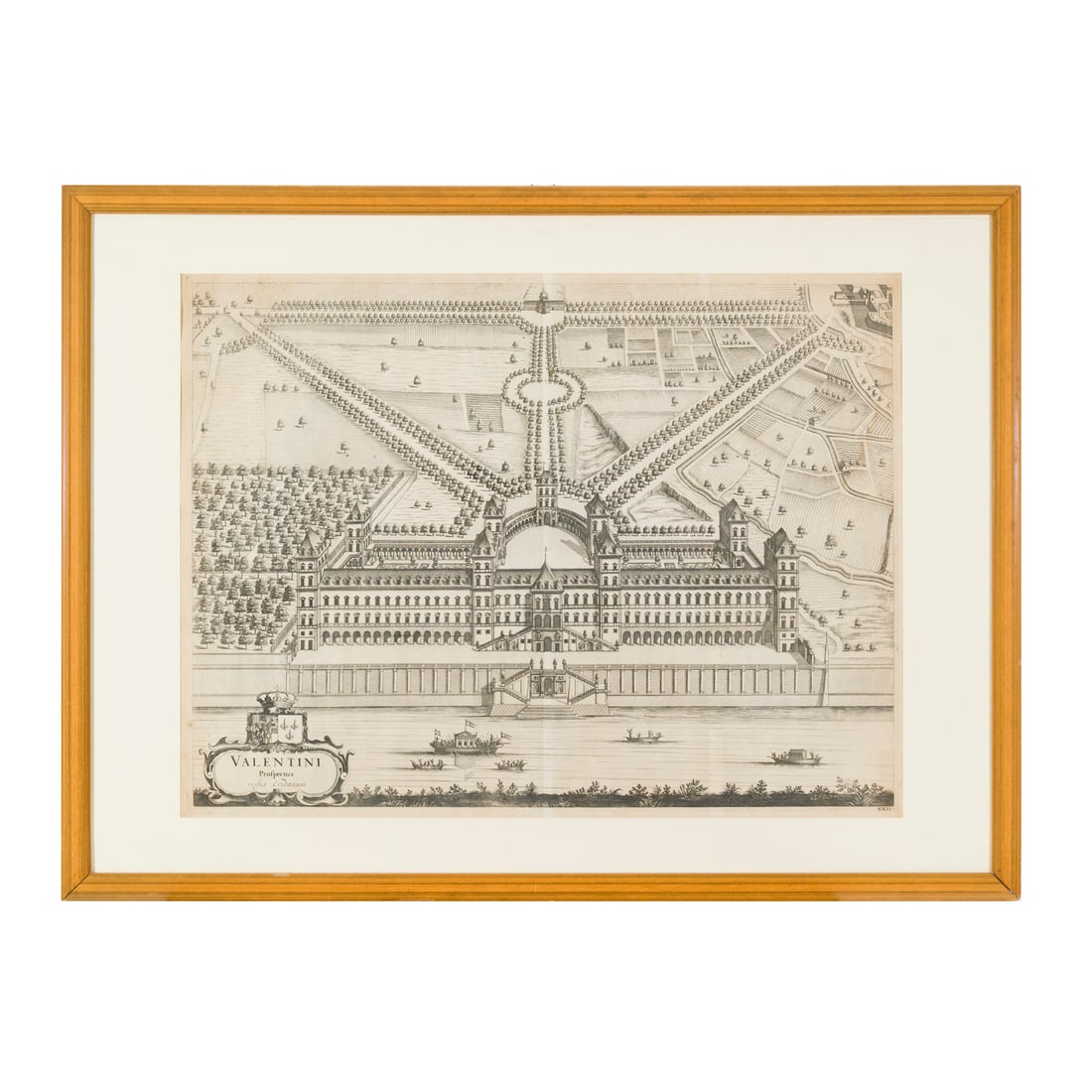 Joan Blaeu (Alkmaar 1596 - Amsterdam 1673): Joan Blaeu (Alkmaar 1596 - Amsterdam 1673) Valentini Prospectus versus Eridanum (Castello del Valentino di Torino) Incisione su rame 49 x 65 cm Joan Blaeu (Alkmaar 1596 - Amsterdam 1673) Valentini Pro