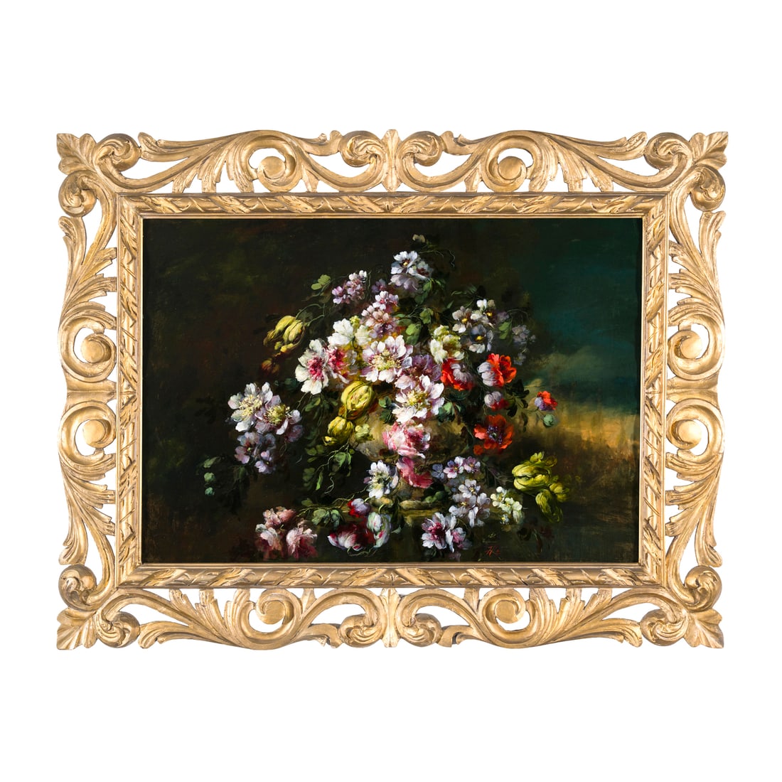 Fausto Antonioli (Bergamo 1814 - Udine 1882): Fausto Antonioli (Bergamo 1814 - Udine 1882) Mazzo di fiori Olio su tavola 71 x 100 cm Firmato in basso al centro Fausto Antonioli (Bergamo 1814 - Udine 1882) Bouquet Oil on panel 71 x 100 cm Signed l