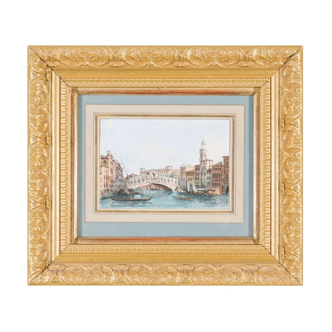 Carlo Grubacs (Venezia 1802 - 1878): Carlo Grubacs (Venezia 1802 - 1878) Venezia, il Canal Grande e Ponte di Rialto Tempera su carta 11 x 16,5 cm Carlo Grubacs (Venice 1802 - 1878) Venice, the Grand Canal and the Rialto Bridge Tempera on