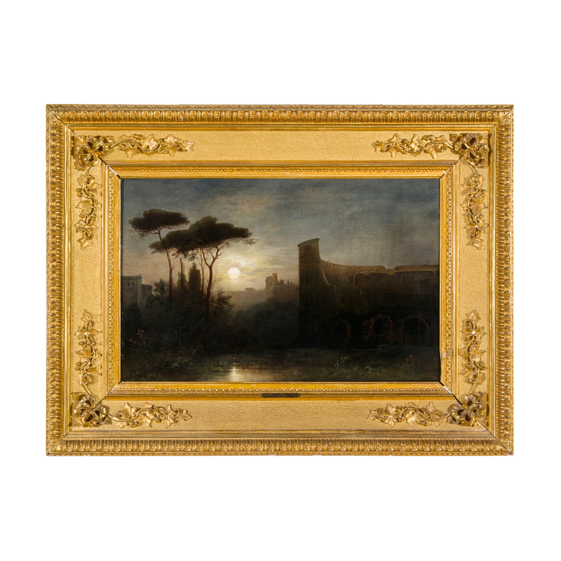 Karl Heilmayer (Monaco di Baviera 1829 - 1908): Karl Heilmayer (Monaco di Baviera 1829 - 1908) Veduta di Roma al chiaro di luna Olio su tela 40 x 62 cm Firmato in basso a destra Sul retro vecchia etichetta della Società Artistica di Firenze Karl H
