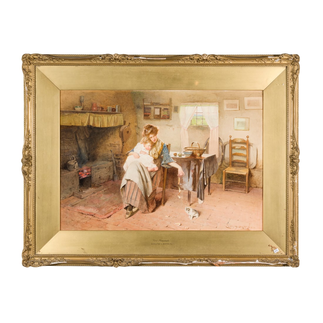 Carlton Alfred Smith (Londra 1853 - 1946): Carlton Alfred Smith (Londra 1853 - 1946) New Playmate, 1909 Acquerello su carta 45 x 65 cm Firmato e datato in basso a destra Carlton Alfred Smith (London 1853 - 1946) New Playmate, 1909 Watercolour 