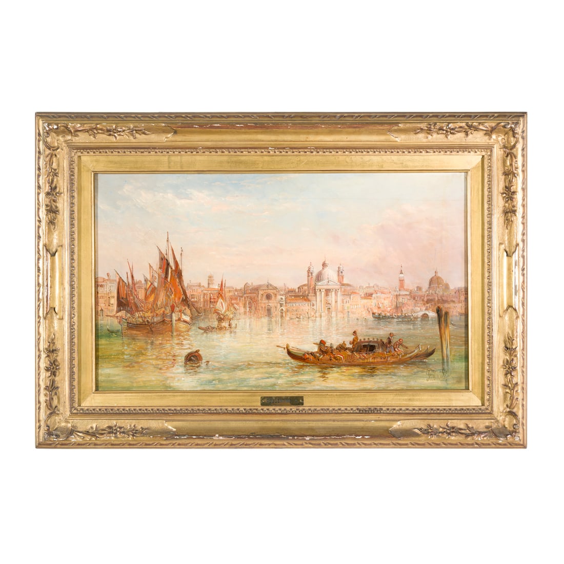 Alfred Pollentine (Inghilterra 1836 - 1890): Alfred Pollentine (Inghilterra 1836 - 1890) Il canale della Giudecca a Venezia Olio su tela 36 x 61 cm Firmato in basso a destra Titolo e firma sul retro Alfred Pollentine (England 1836 - 1890) The Gi