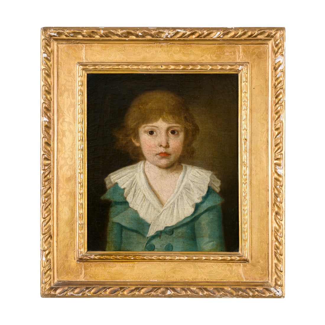 Scuola neoclassica italiana o francese del XVIII/XIX secolo: Scuola neoclassica italiana o francese del XVIII/XIX secolo Ritratto di fanciullo Olio su tela 40,5 x 34,5 cm Italian or French Neoclassical school of the 18th/19th century Portrait of a Young Boy Oil