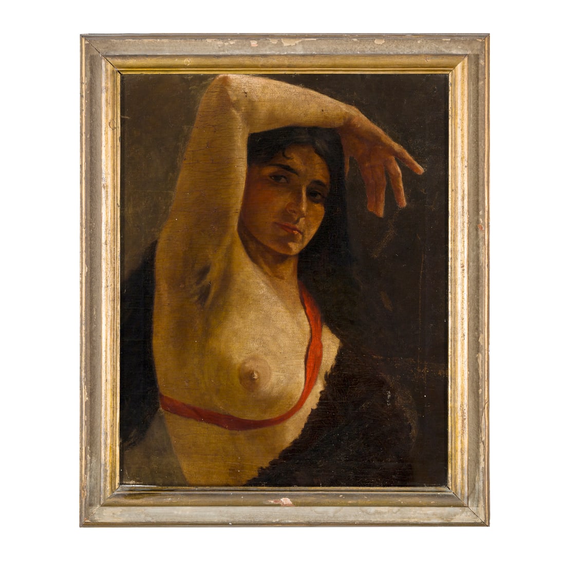 Scuola spagnola del XX secolo: Scuola spagnola del XX secolo Danzatrice di flamenco Olio su tela 62,5 x 50 cm Spanish school of the 20th century Flamenco Dancer Oil on canvas 62,5 × 50 cm