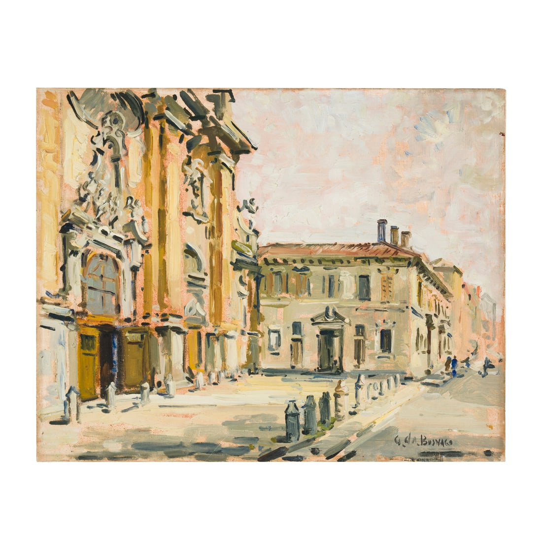 Giovanni Colombo, anche detto Giovanni da Busnago (Busnago 1908 - Gaggiano 1972): Giovanni Colombo, anche detto Giovanni da Busnago (Busnago 1908 - Gaggiano 1972) Conservatorio di Milano, Basilica di Santa Maria della Passione Olio su tela 40 x 50 cm Firmato in basso a destra Giova