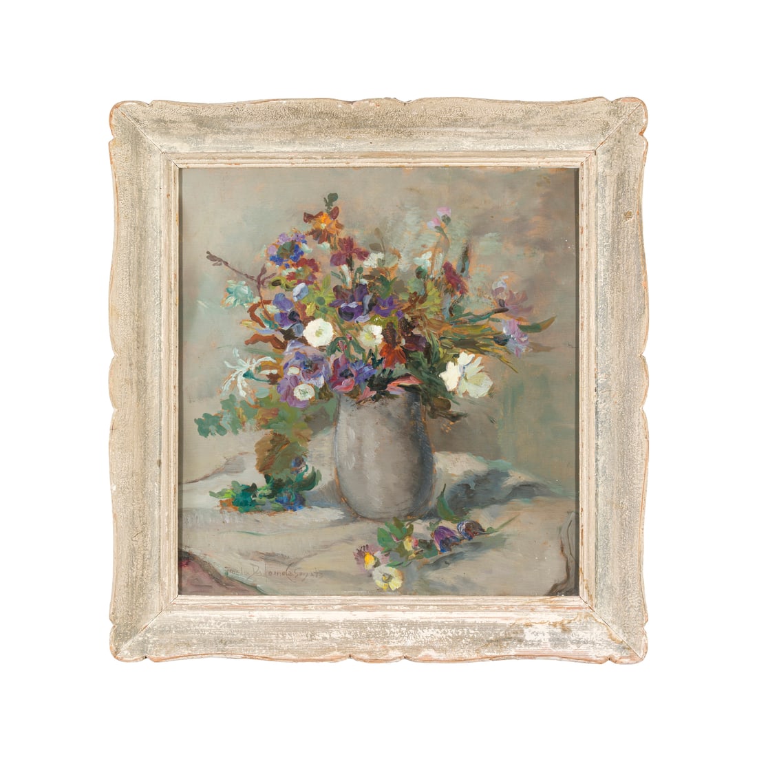 Amelia Da Forno Casonato (Nervesa della Battaglia 1878 - Conegliano Veneto 1969): Amelia Da Forno Casonato (Nervesa della Battaglia 1878 - Conegliano Veneto 1969) Vaso di fiori Olio su tavola 59 x 56 cm Firmato in basso a sinistra Amelia Da Forno Casonato (Nervesa della Battaglia 1