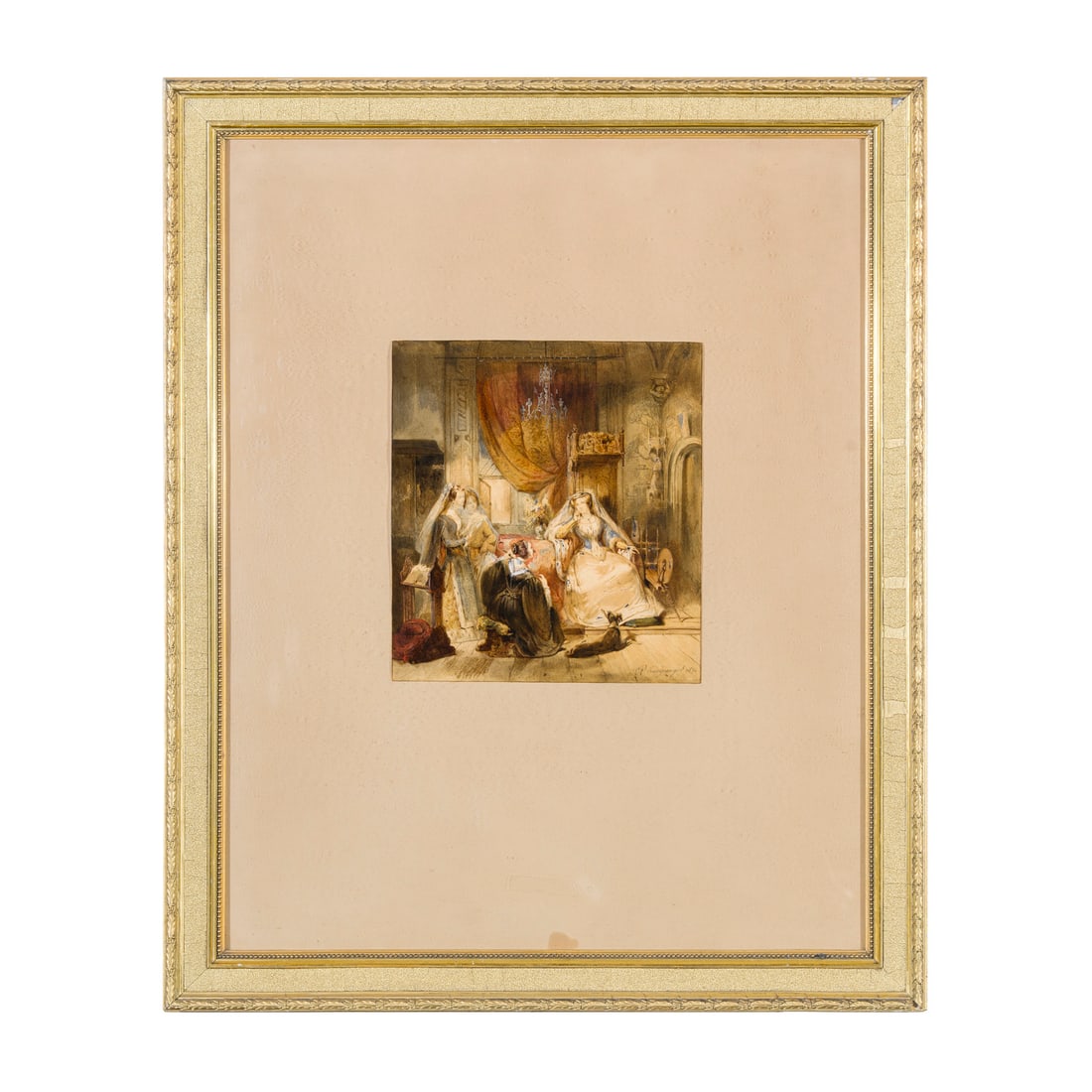 Reinier Craeyvanger (Utrecht 1812 - Amsterdam 1880): Reinier Craeyvanger (Utrecht 1812 - Amsterdam 1880) Interno con scena storica, 1836 Acquerello su carta 28 x 25 cm Firmato e datato in basso a destra Reinier Craeyvanger (Utrecht 1812 - Amsterdam 1880