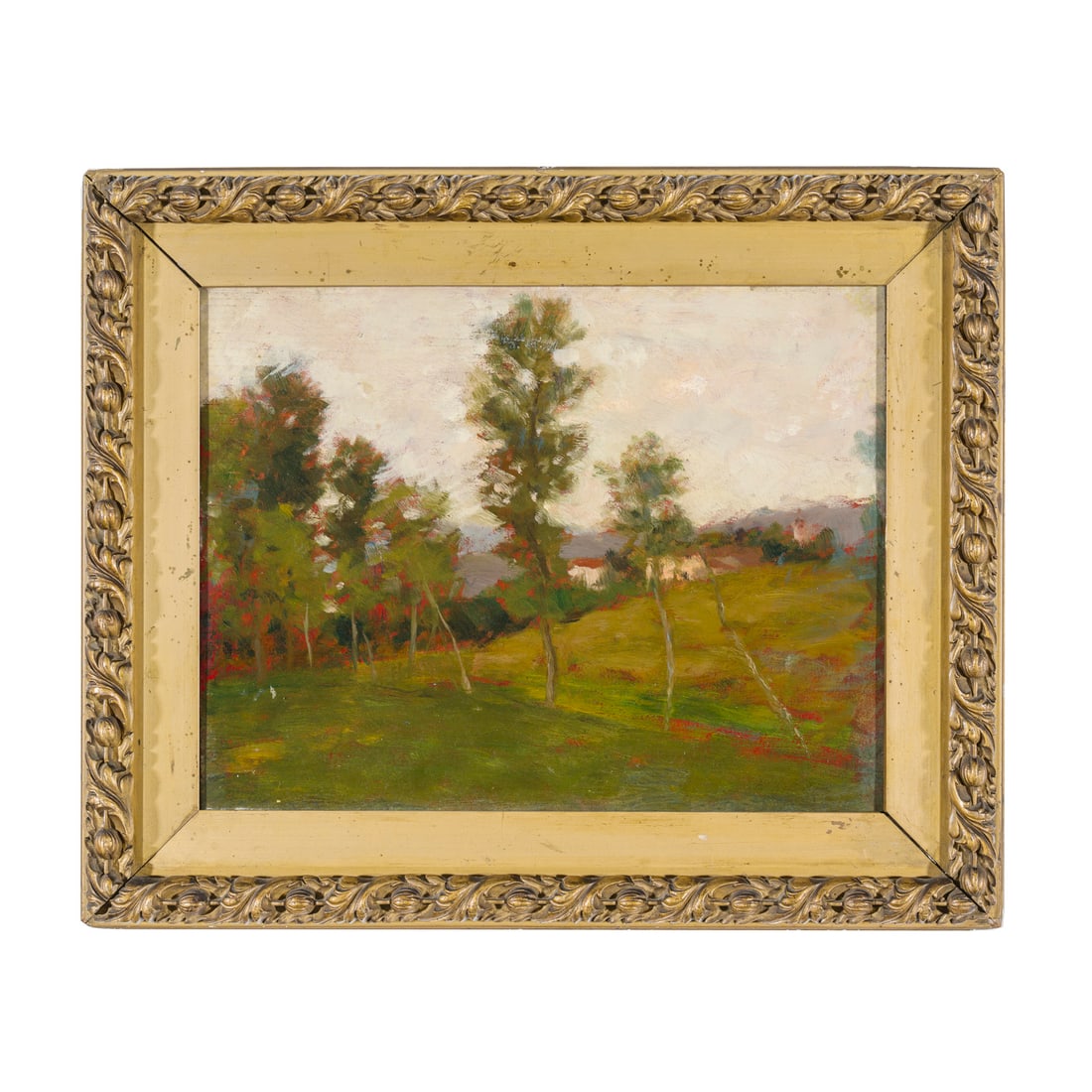 Battista Costantini (Vittorio Veneto 1854 - Treviso post 1914): Battista Costantini (Vittorio Veneto 1854 - Treviso post 1914) Paesaggio Olio su tavola 28,5 x 36,5 cm Firmato in basso a destra e sul retro Battista Costantini (Vittorio Veneto 1854 - Treviso after 1