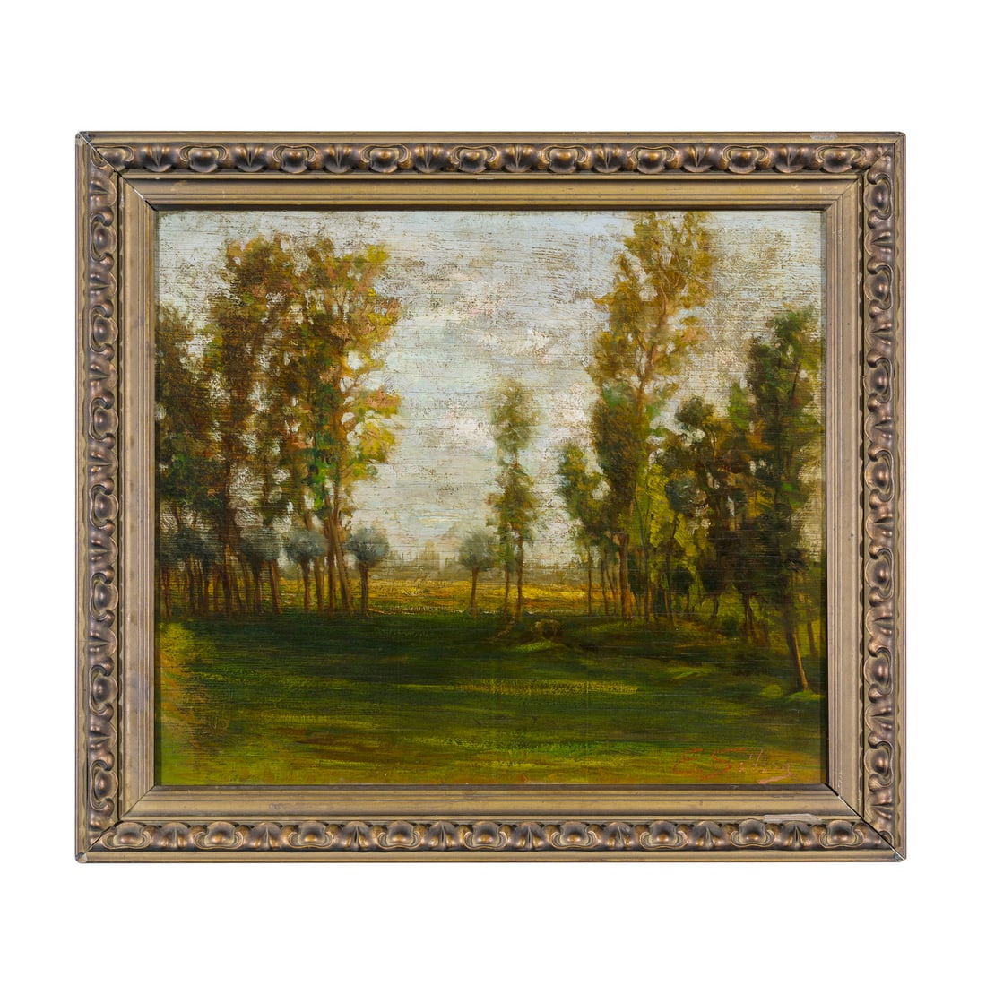 Erminio Soldera (Cappella Maggiore 1874 - 1955): Erminio Soldera (Cappella Maggiore 1874 - 1955) Paesaggio campestre Olio su tavoletta 43 x 50 cm Firmato in basso a destra Erminio Soldera (Cappella Maggiore 1874 - 1955) Rural Landscape Oil on panel 