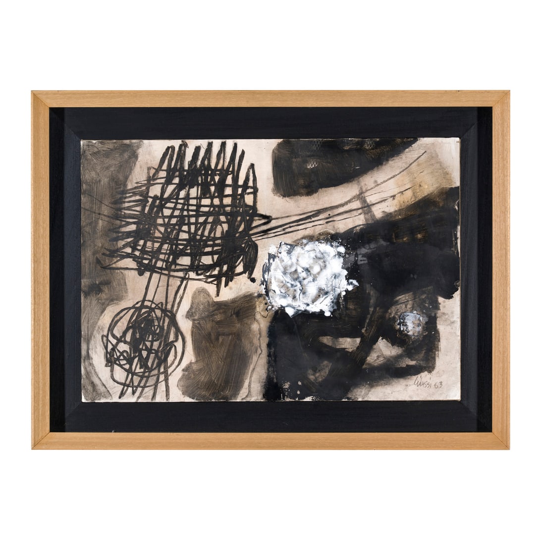 Carlo Ciussi (Udine 1930 - 2012): Carlo Ciussi (Udine 1930 - 2012) Senza titolo, 1963 Tecnica mista su carta applicata su tela 40 x 59 cm Firmato e datato in basso a destra Autentica dell'artista su foto Carlo Ciussi (Udine 1930 - 201
