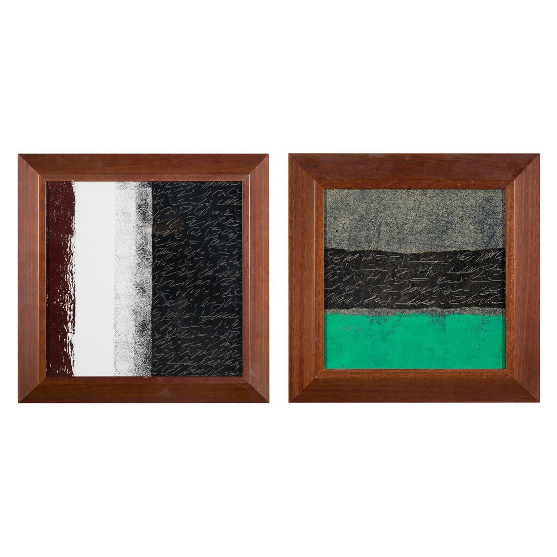 Renato Pengo (Padova 1943): Renato Pengo (Padova 1943) Oltre il titolo, 2002 - Oltre il titolo, 2002 Olio su tela riportata su faesite - Olio su tela 27 x 27 cm - 37 x 37 cm Firmati e datati sul retro. Autentica di entrambi i di