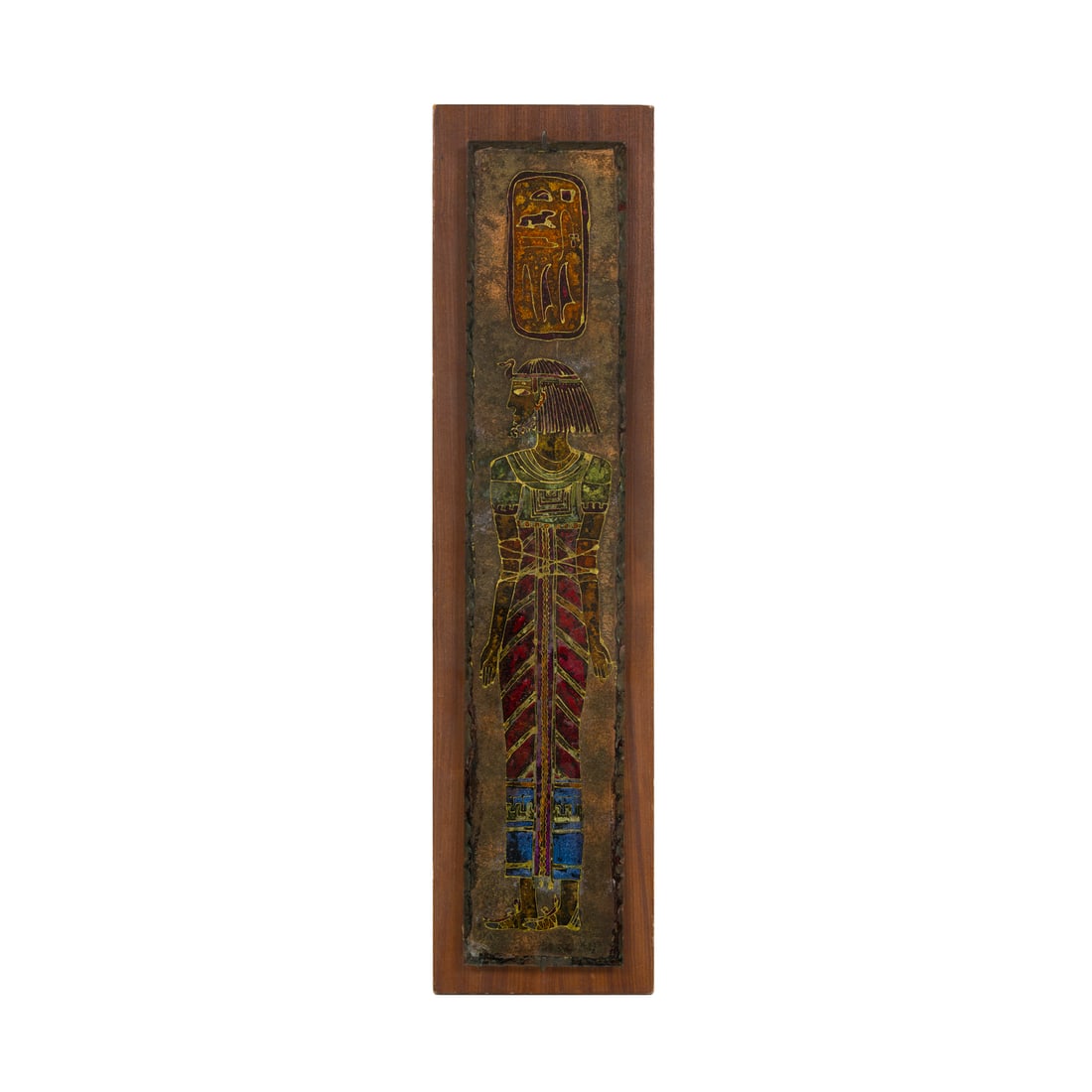 Erwin Burger (1909 - 1982): Erwin Burger (1909 - 1982) Pannello decorativo Cristallo scalpellato retrodipinto su multistrato impiallacciato in legno Prod. Italia, 1960 ca. 84 x 20 x 4 cm Erwin Burger (1909 - 1982) A decorative p