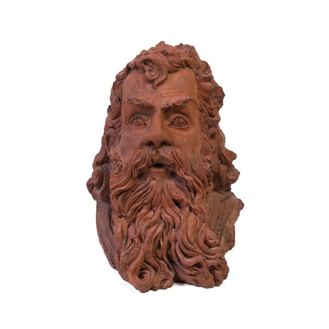 Scultore italiano del XIX secolo: Scultore italiano del XIX secolo Testa di uomo barbuto Terracotta 66 x 43 x 51 cm Italian sculptor of the 19th century Head of a Bearded Man Terracotta 66 x 43 x 51 cm