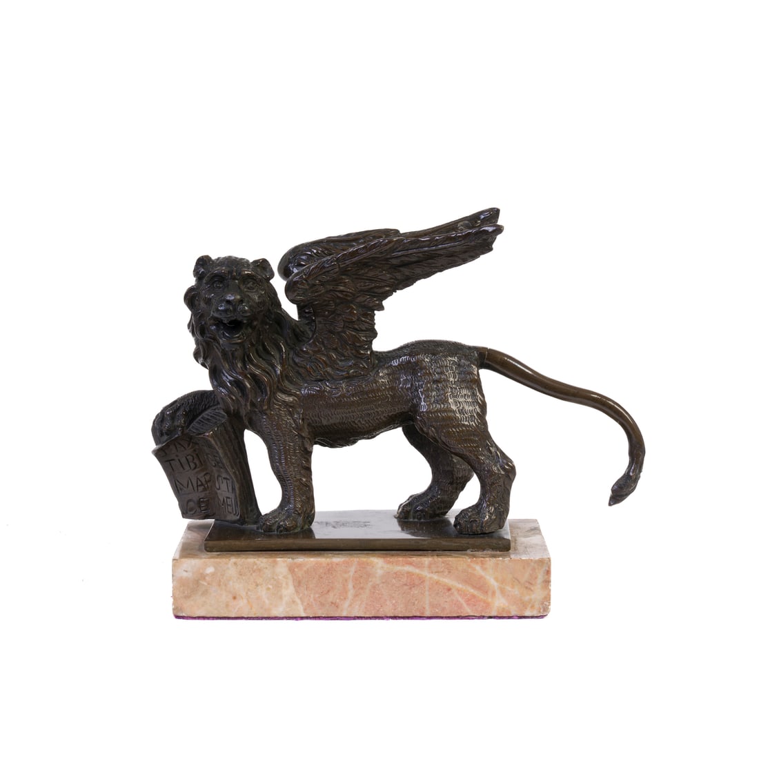Scultore italiano del XIX secolo: Scultore italiano del XIX secolo Leone di San Marco Bronzo 14 x 18 x 7 cm (base inclusa) Italian sculptor of the 19th century Lion of Saint Mark Bronze 14 x 18 x 7 cm (including the base)