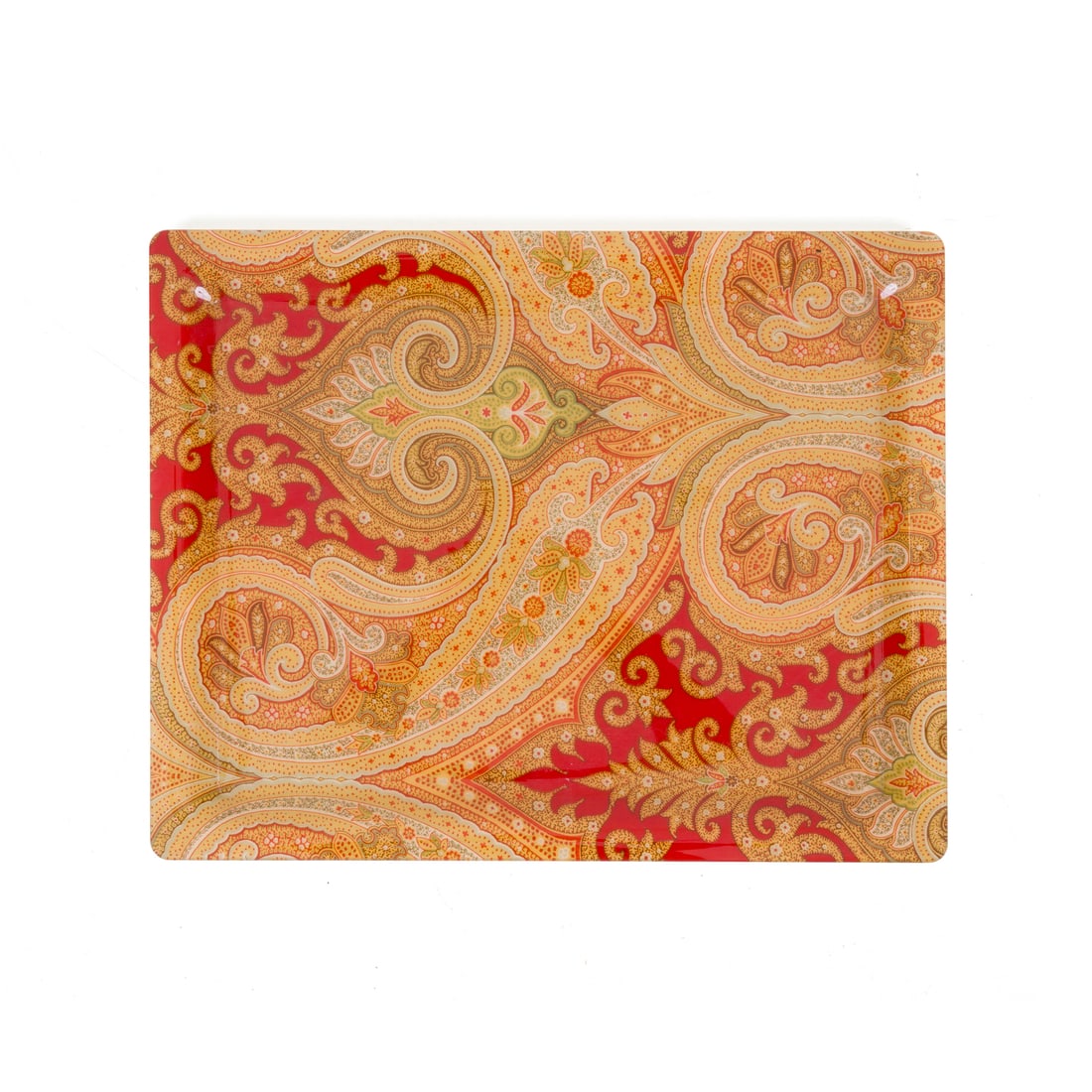 Atelier Etro, Italia, 1980/90 ca.: Atelier Etro Vassoio Plastica con decoro serigrafato Prod. Atelier Etro Italia, 1980/90 ca. 47 x 38 cm Atelier Etro A tray Plastic with screen-printed decoration Atelier Etro Prod. Italy, circa 1980/9