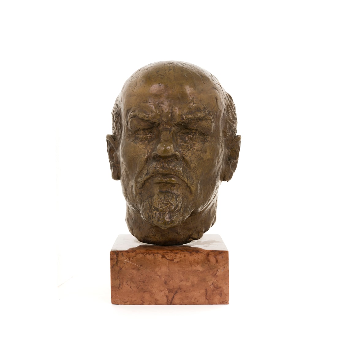 Scultore russo del XX secolo: Scultore russo del XX secolo Volto di Lenin Bronzo h 39 cm (con base) h 29 cm Russian sculptor of the 20th century Portrait of Lenin Bronze h 39 cm (including the base) h 29 cm