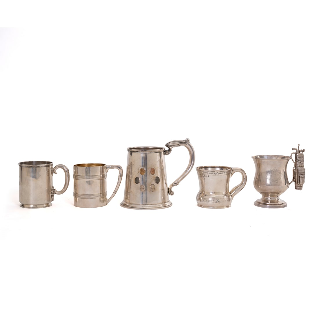 Cinque mug o boccali in argento, XX secolo (1 of 9)