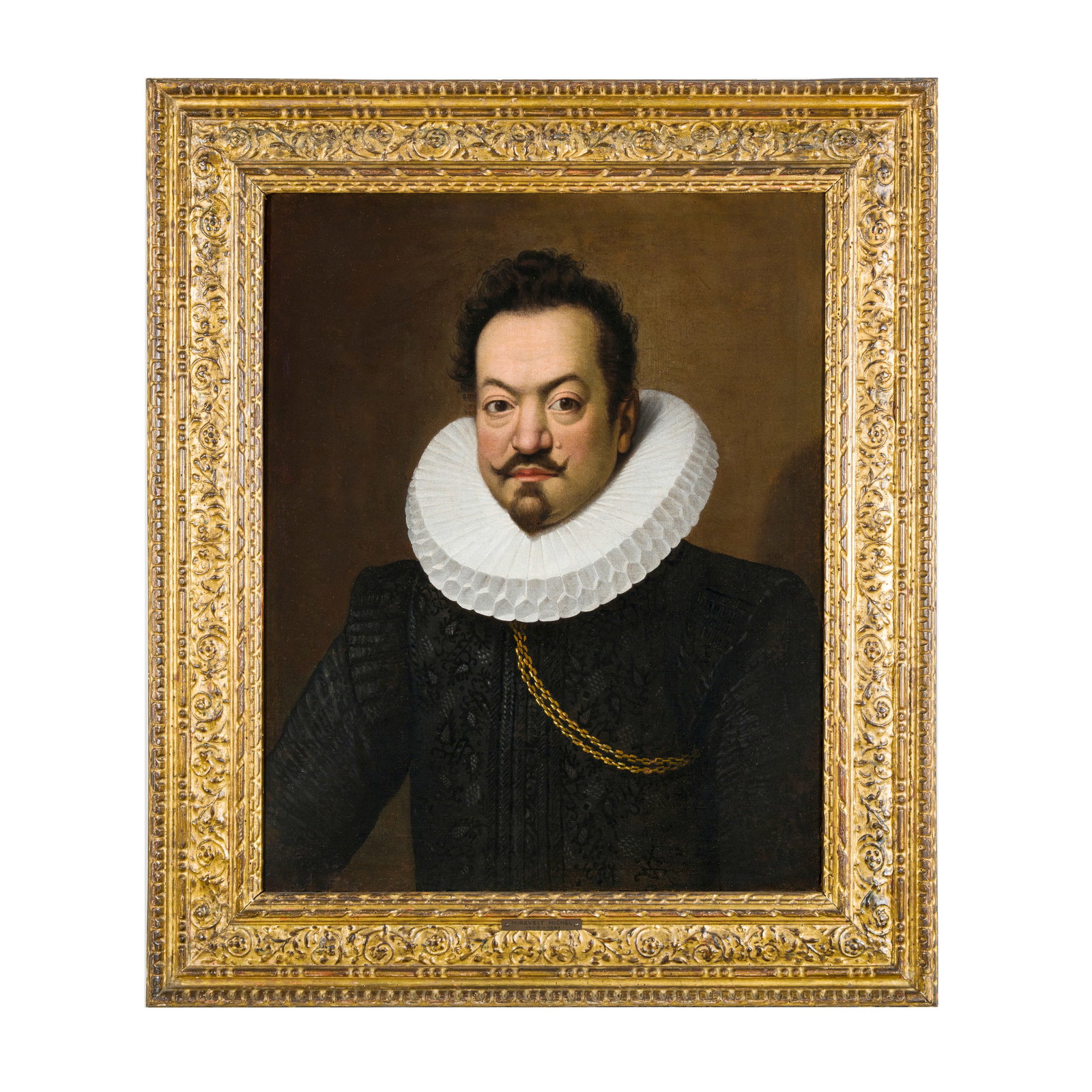 Michiel Jansz van Mierevelt, Miereveld, Miereveldt (Delft 1566 - 1641) attribuito: Michiel Jansz van Mierevelt, Miereveld, Miereveldt (Delft 1566 - 1641) attribuito Ritratto di nobiluomo con gorgiera Olio su tela 65 x 52 cm Michiel si formò inizialmente con Willem Willemsz e August