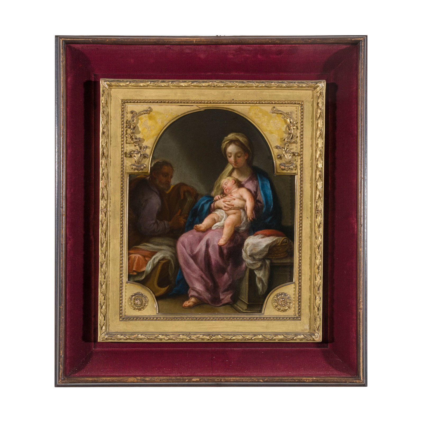 Andrea Casali (Roma 1705 - 1784): Andrea Casali (Roma 1705 - 1784) Sacra famiglia Olio su rame 29 x 24 cm Inizialmente si formò nell'atelier di Sebastiano Conca, giungendo a vent'anni a ricevere il secondo premio per la II classe del