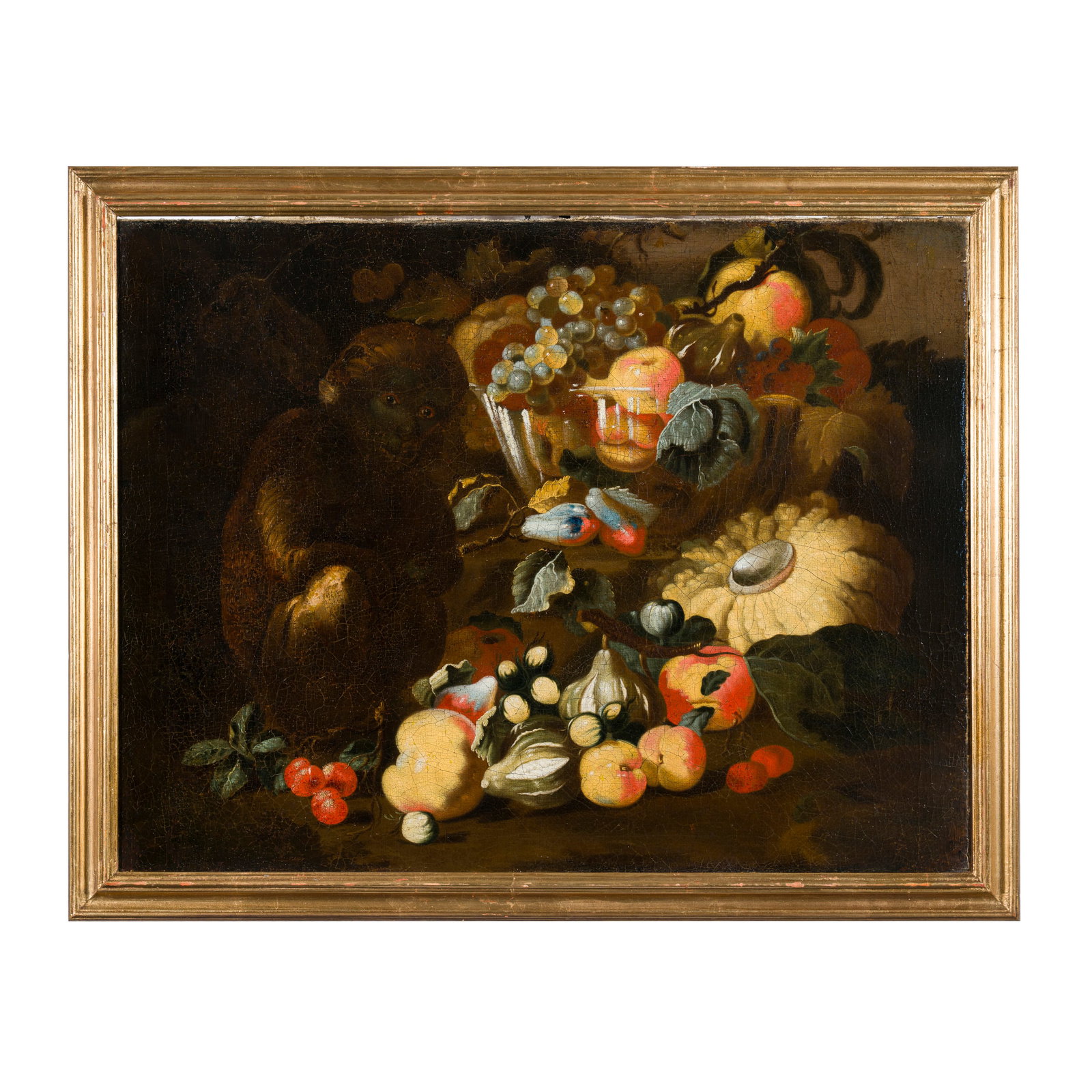 Joseph Cooper, Joseph Teal Cooper (Burford 1682 - Lambeth 1743) attribuito: Joseph Cooper, Joseph Teal Cooper (Burford 1682 - Lambeth 1743) attribuito Natura morta con frutta e scimmia Olio su tela 55,5 x 74 cm Pittore di nature morte inglese, nacque l'11 aprile 1682 a Burfor