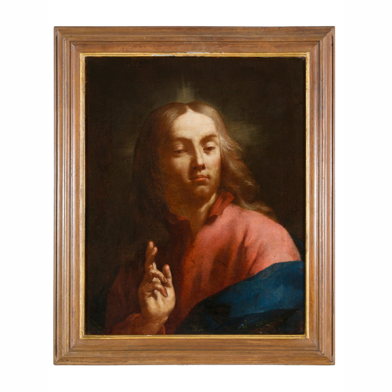 Giambattista Piazzetta (Venezia 1683 - 1754) attribuito: Giambattista Piazzetta (Venezia 1683 - 1754) attribuito Cristo benedicente Olio su tela 41,5 x 51,5 cm L'opera trova preciso riferimento con la tela comparsa in asta da Hampel il 09 dicembre 2021 attr
