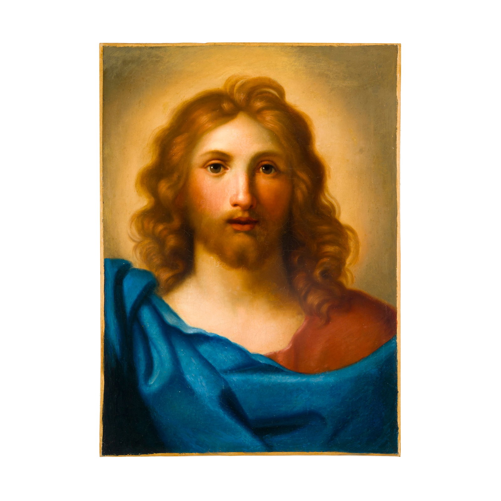 Anton Raphael Mengs (Aussig 1728 - Roma 1779) bottega di: Anton Raphael Mengs (Aussig 1728 - Roma 1779) bottega di Volto di Gesù o Salvator Mundi Olio su tela 51 x 37 cm L'opera incarna perfettamente il credo artistico di Mengs e trova più riscontri, tra q