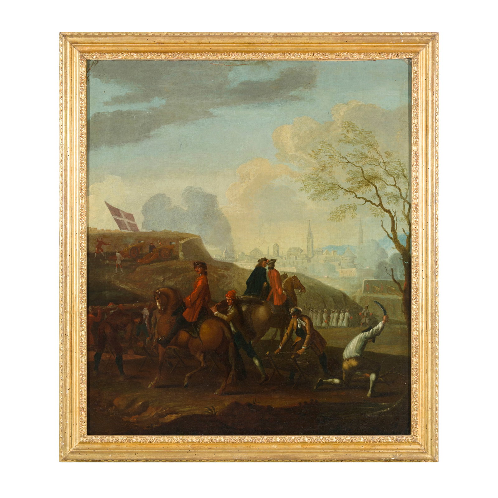 Georg Philipp Rugendas (Augusta 1666 - 1742): Georg Philipp Rugendas (Augusta 1666 - 1742) Assedio di una città Olio su tela 87 x 75 cm Georg fu allievo di Isacco Fischer, nel 1692 viaggiò in Italia soggiornando a Venezia, poi risiedette per un