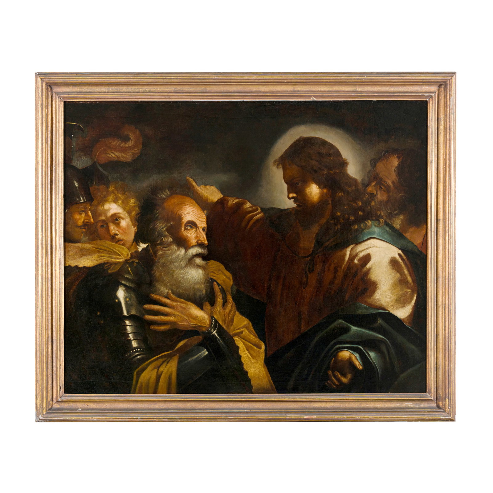 Mattia Preti (Taverna 1613 - La Valletta 1699) bottega di: Mattia Preti (Taverna 1613 - La Valletta 1699) bottega di Cristo e il centurione Olio su tela 109 x 140 cm Mattia Preti viene chiamato anche Cavaliere Calabrese date le sue origini. Nel 1630 si trasfe