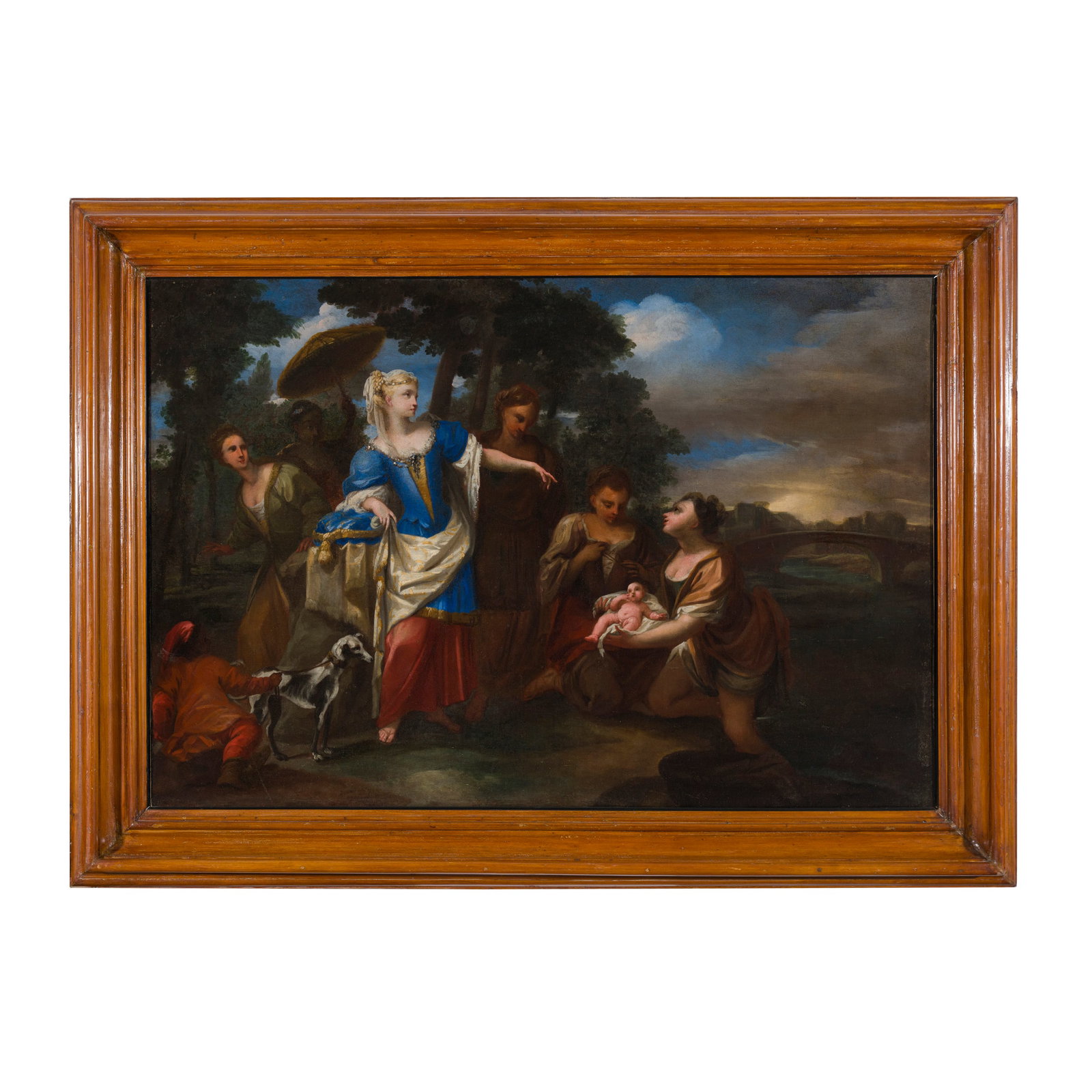 Pier o Pietro Dandini (Firenze 1646 - 1712): Pier o Pietro Dandini (Firenze 1646 - 1712) Ritrovamento di Mosè Olio su tela 80 x 117 cm L'opera condivide (paesaggio e figure) la parte destra del dipinto esitato il 16 novembre 2022 presso la Pand