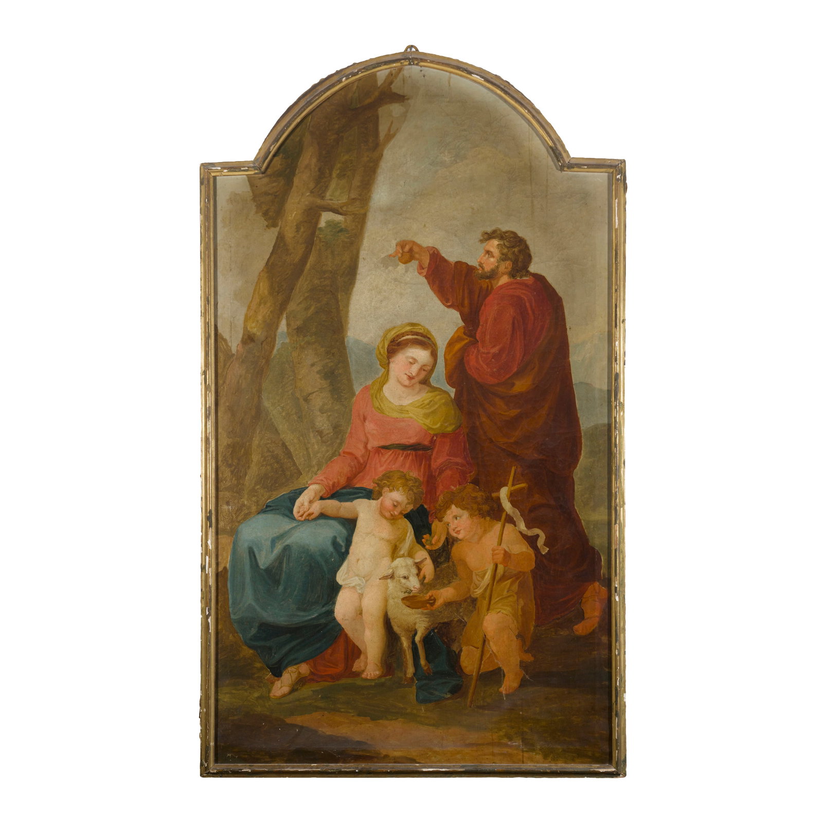 Maestro neoclassico italiano o francese del XVIII/XIX secolo: Maestro neoclassico italiano o francese del XVIII/XIX secolo Sacra famiglia con San Giovannino Olio su tela 220 x 128,5 cm Italian or French neoclassical master of the 18th/19th century The Holy Famil
