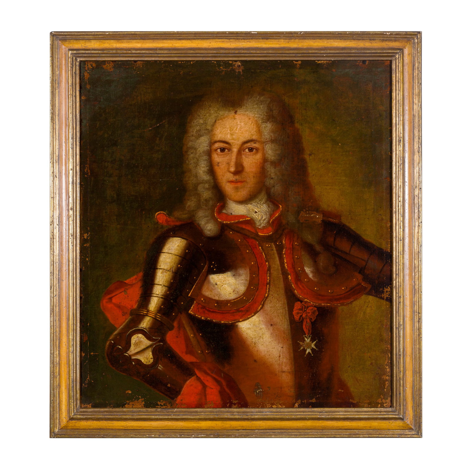 Scuola italiana del XVIII secolo: Scuola italiana del XVIII secolo Ritratto di nobiluomo in armatura (Francesco III d'Este ?) Olio su tela 85 x 75 cm Italian school of the 18th century Portrait of a Nobleman in Armour (Francesco III d