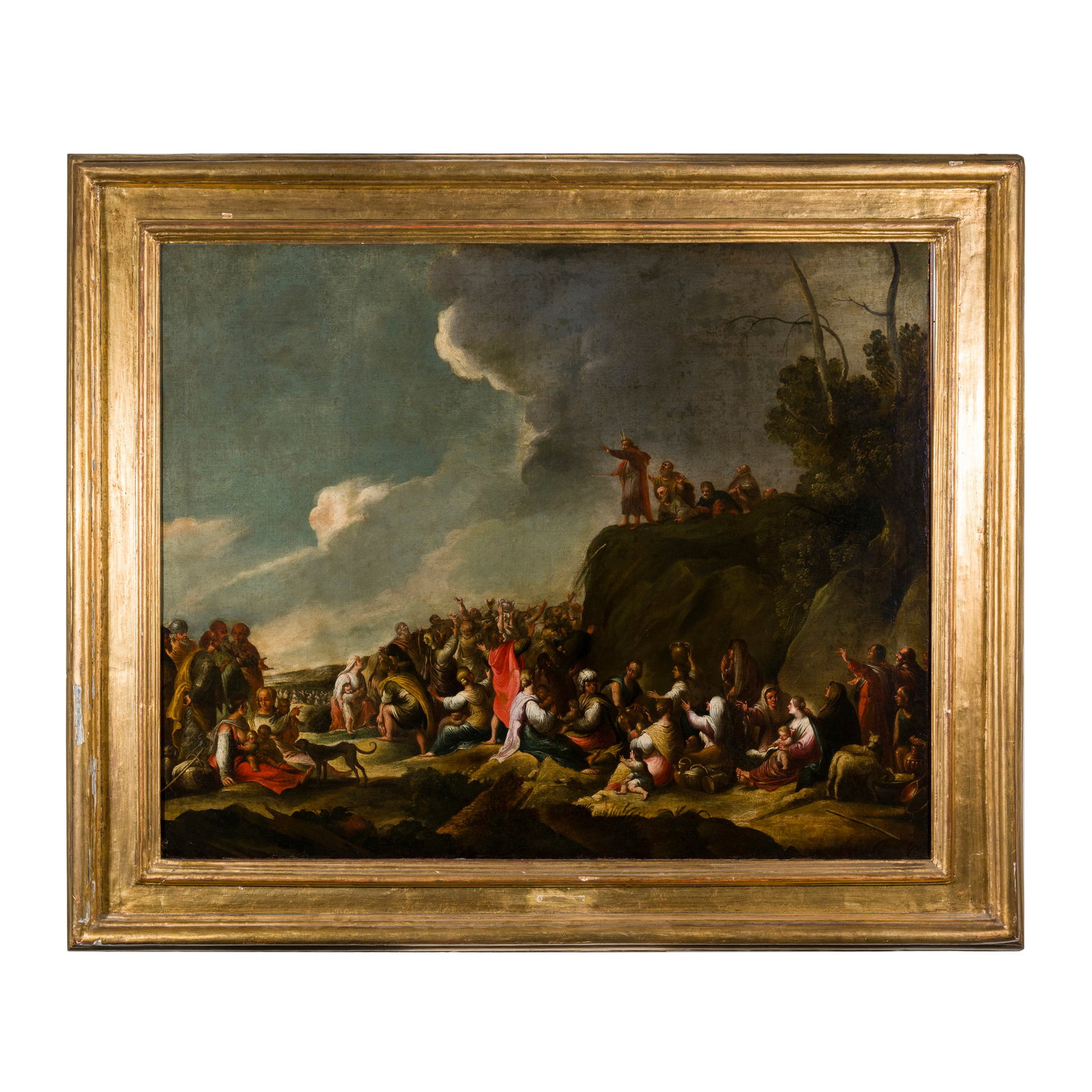 Cornelis de Wael (Anversa 1592 - Roma 1667): Cornelis de Wael (Anversa 1592 - Roma 1667) Mosè fa scaturire l'acqua dalla rupe Olio su tela 92,5 x 116 cm L'opera trova conforto attributivo nel dipinto comparso in asta presso Christie's a Roma, l